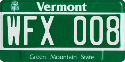 VT license plate WFX008