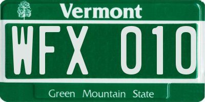VT license plate WFX010
