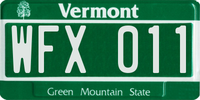 VT license plate WFX011