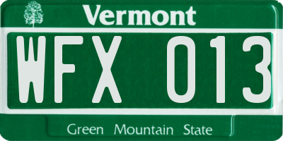 VT license plate WFX013