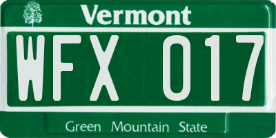 VT license plate WFX017