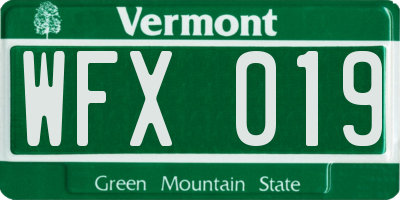 VT license plate WFX019
