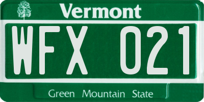 VT license plate WFX021
