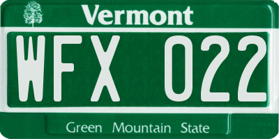 VT license plate WFX022