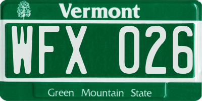 VT license plate WFX026