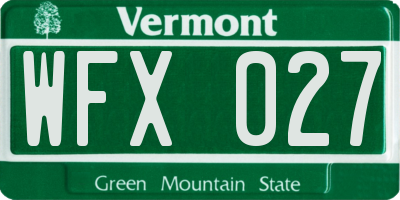 VT license plate WFX027