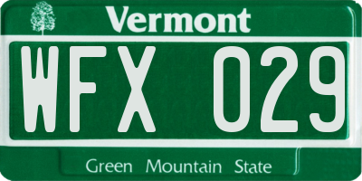 VT license plate WFX029