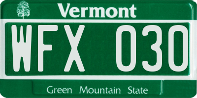 VT license plate WFX030