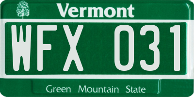 VT license plate WFX031