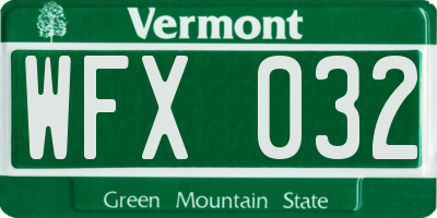VT license plate WFX032