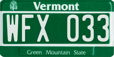 VT license plate WFX033