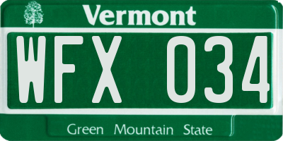 VT license plate WFX034