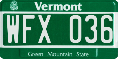 VT license plate WFX036