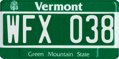 VT license plate WFX038