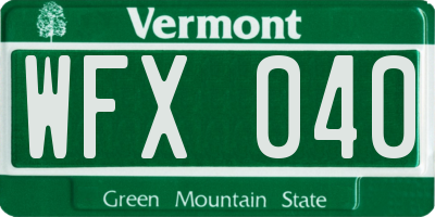 VT license plate WFX040