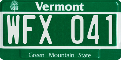 VT license plate WFX041
