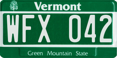 VT license plate WFX042