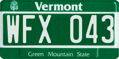 VT license plate WFX043