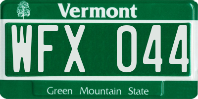 VT license plate WFX044