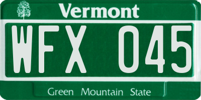 VT license plate WFX045