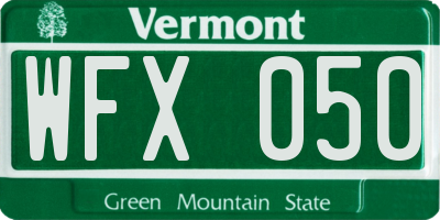 VT license plate WFX050