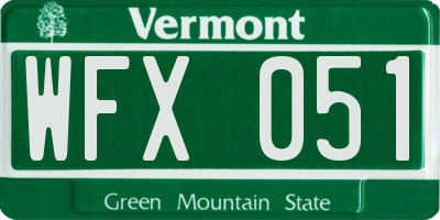 VT license plate WFX051