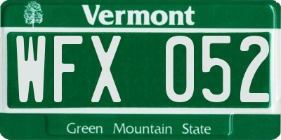 VT license plate WFX052