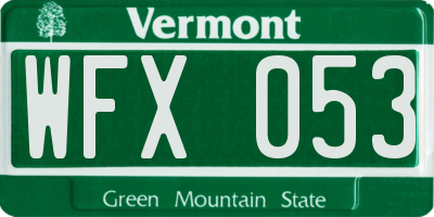 VT license plate WFX053