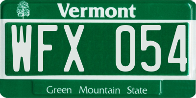 VT license plate WFX054