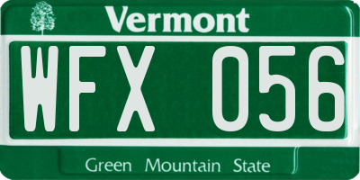 VT license plate WFX056