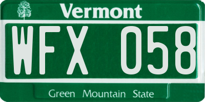 VT license plate WFX058