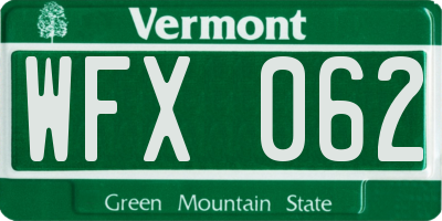 VT license plate WFX062