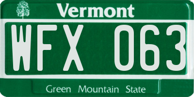 VT license plate WFX063