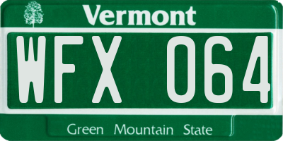 VT license plate WFX064