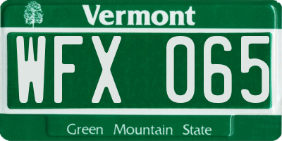 VT license plate WFX065