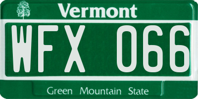 VT license plate WFX066