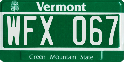 VT license plate WFX067