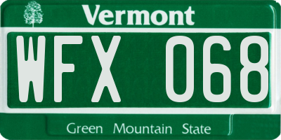 VT license plate WFX068