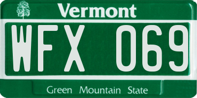 VT license plate WFX069