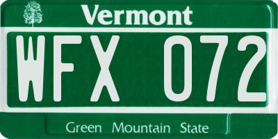 VT license plate WFX072