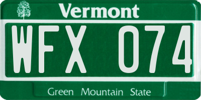 VT license plate WFX074