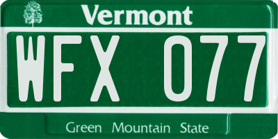 VT license plate WFX077