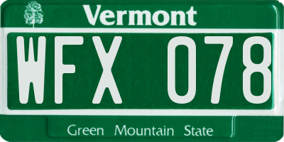VT license plate WFX078