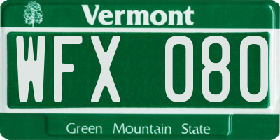 VT license plate WFX080