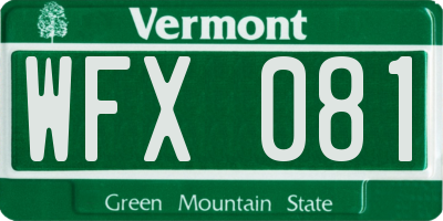 VT license plate WFX081