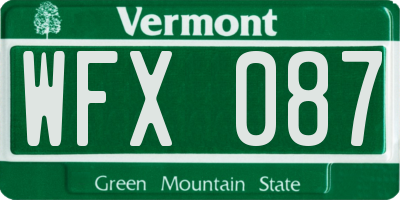 VT license plate WFX087