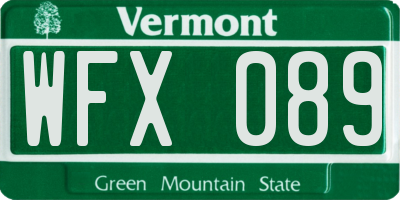 VT license plate WFX089
