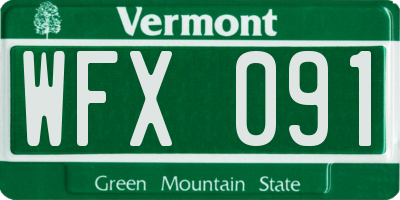 VT license plate WFX091