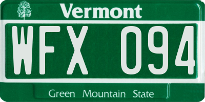 VT license plate WFX094