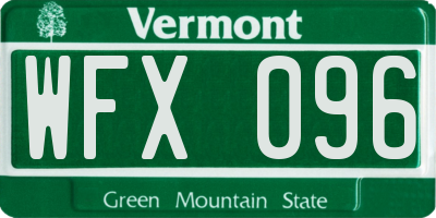 VT license plate WFX096